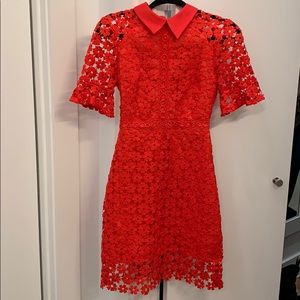 Red Lace Peter Pan Collar Dress